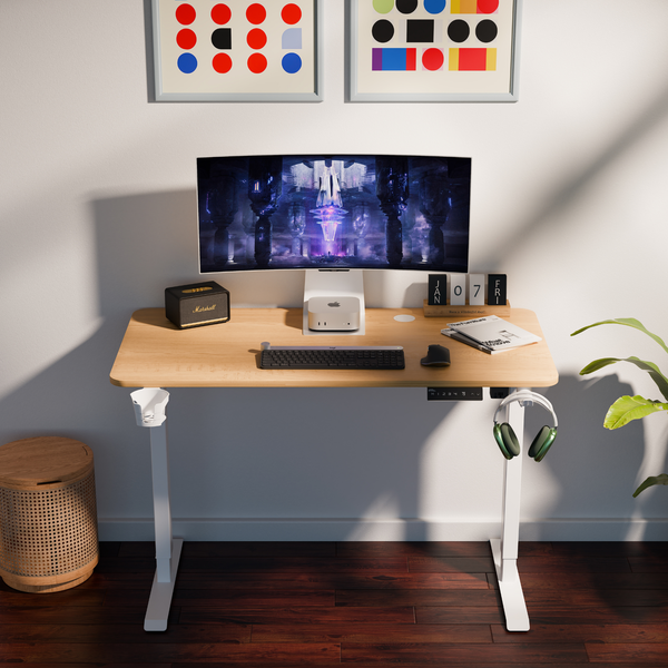 Ergo Throne V One - Electric Standing Desk (Maple Fusion), 5-Year Warranty (100–140 cm)