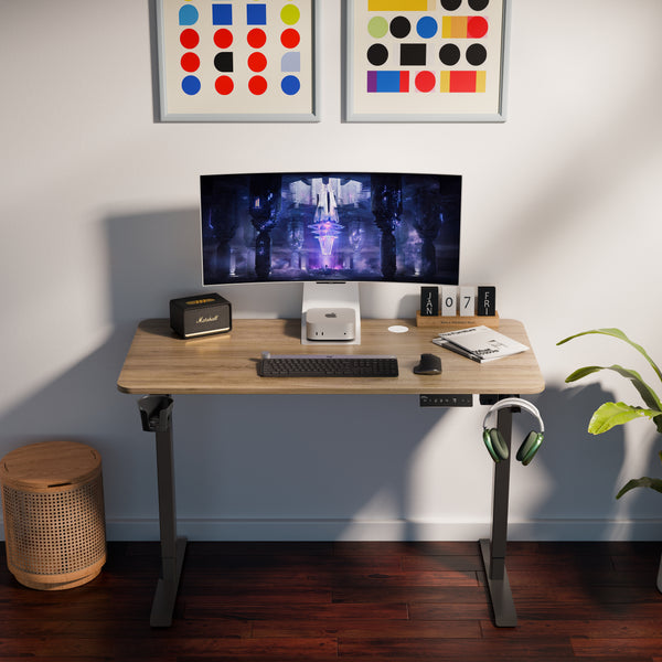 Ergo Throne V One - Electric Standing Desk (Claire Oak), 5-Year Warranty (100–140 cm)