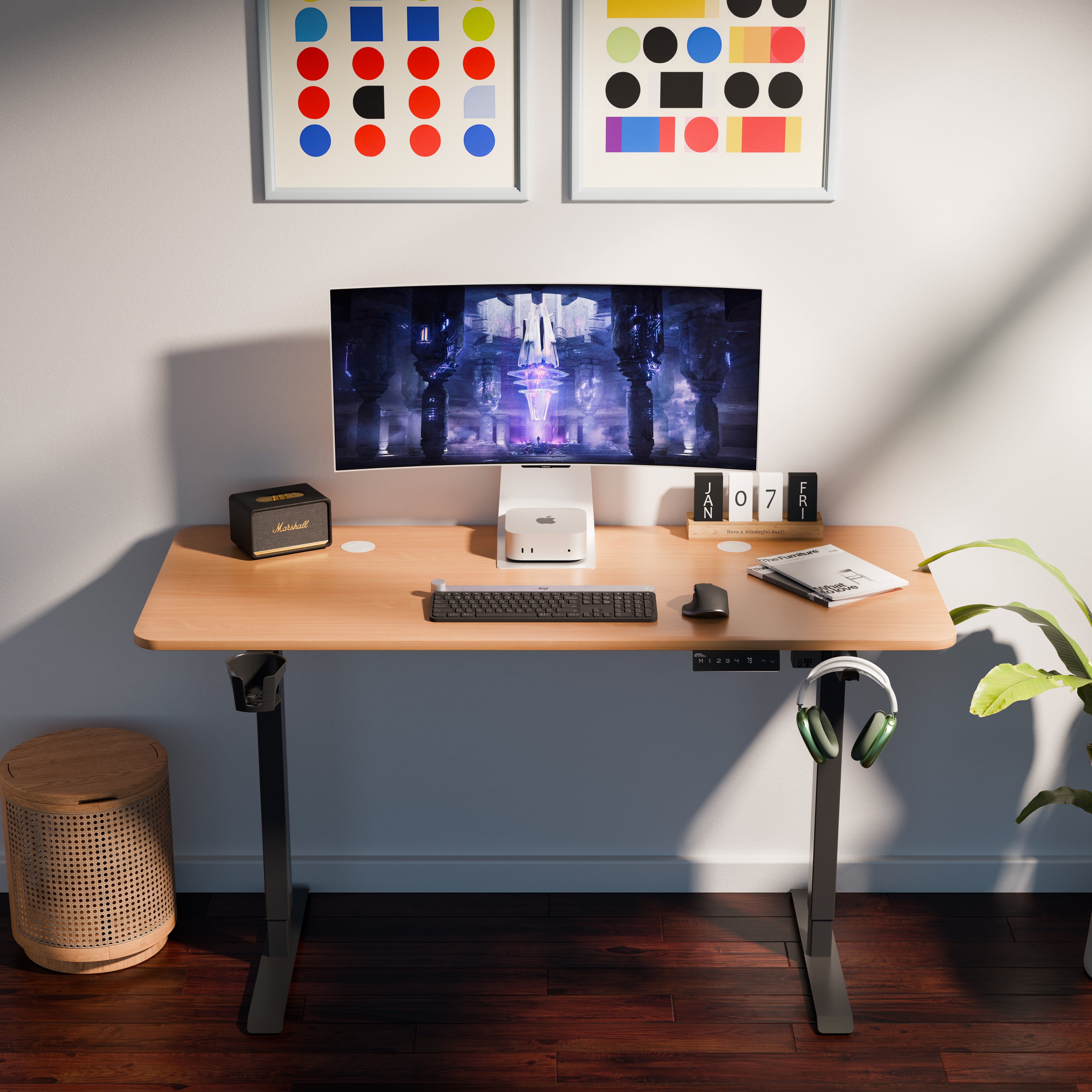 Ergo Throne V One - Electric Standing Desk (Baverian Beach), 5-Year Warranty (100–140 cm)
