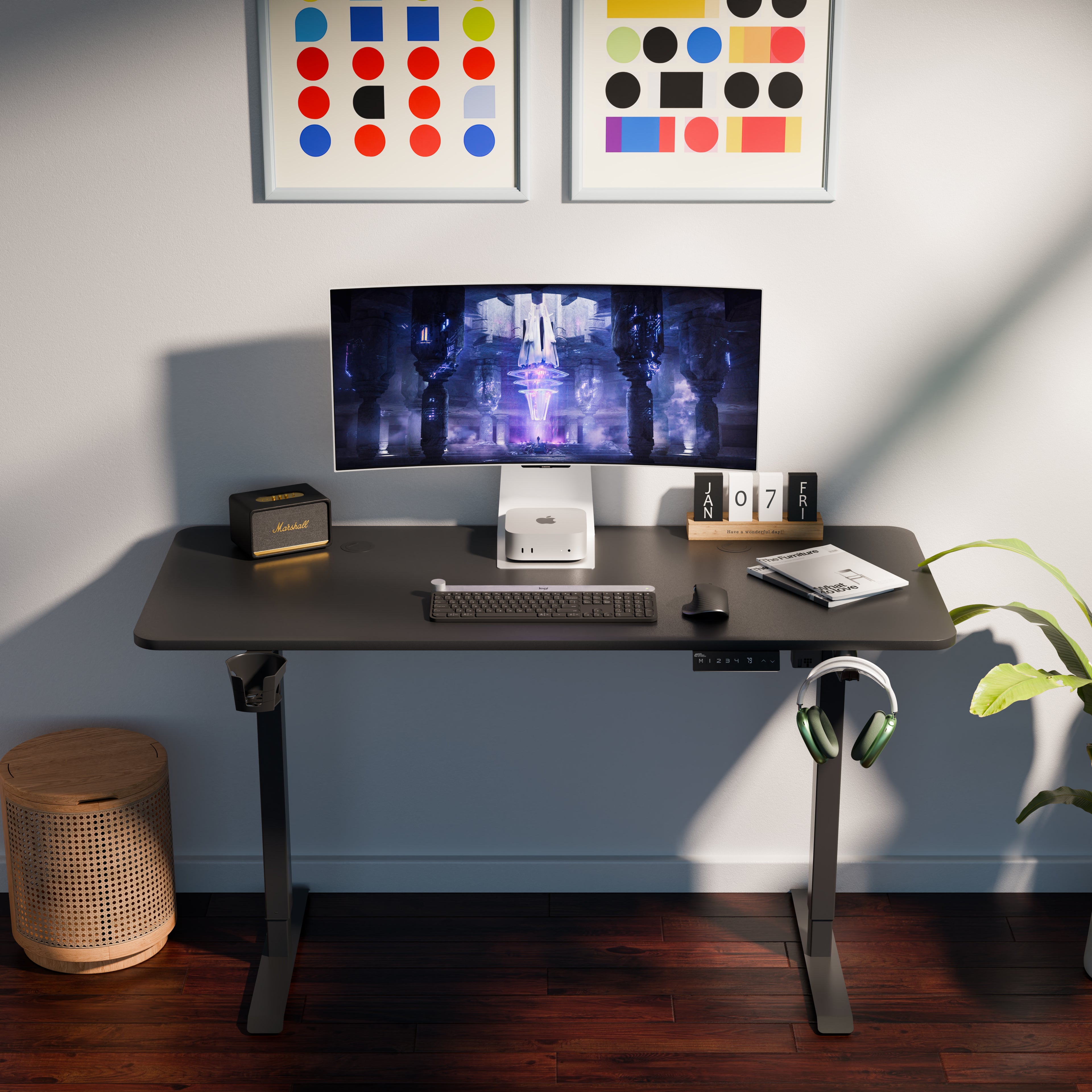 Ergo Throne V One - Electric Standing Desk (Matt Black), 5-Year Warranty (100–140 cm)