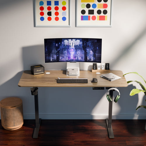Ergo Throne V One - Electric Standing Desk (Claire Oak), 5-Year Warranty (100–140 cm)