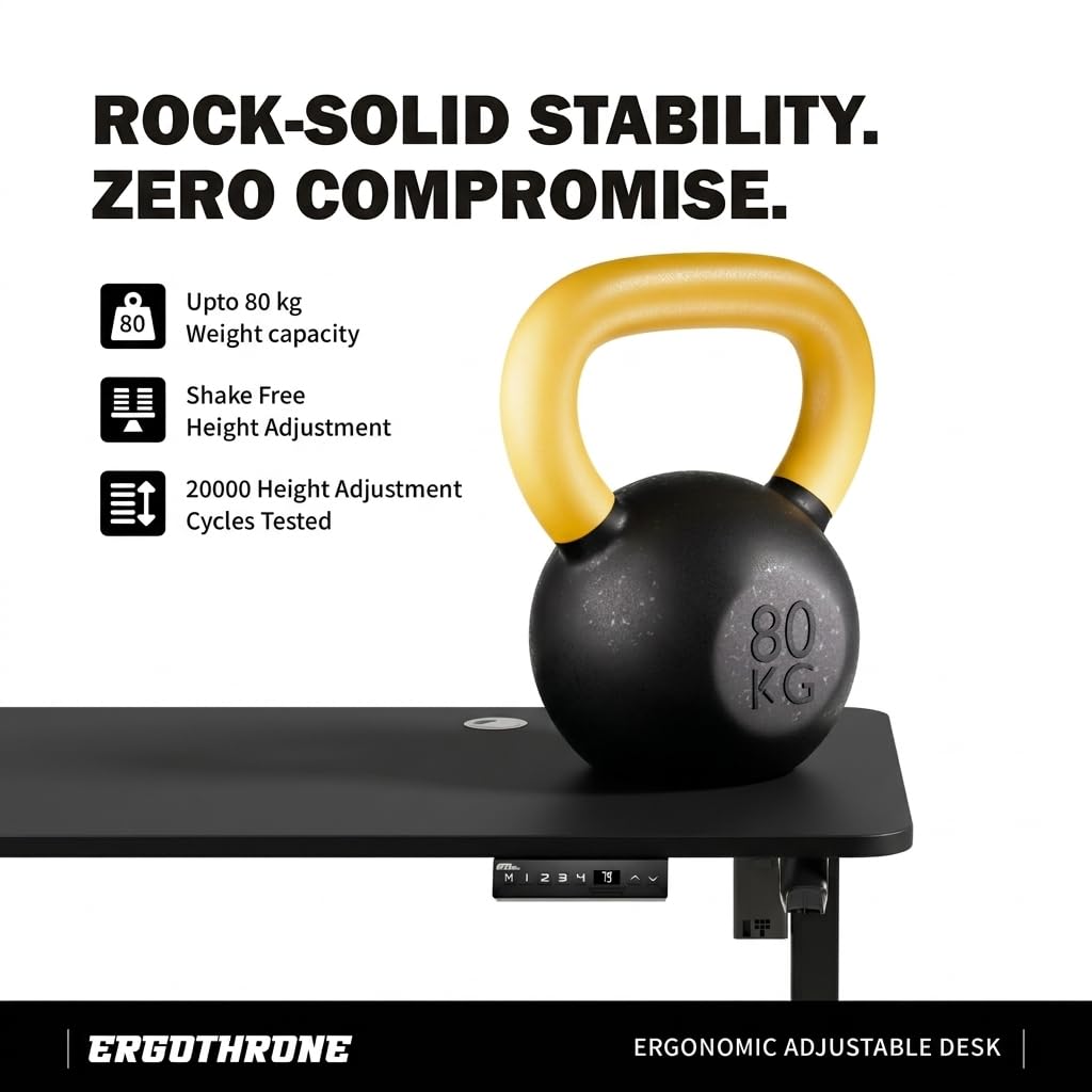 Ergo Throne V One - Electric Standing Desk (Matt Black), 5-Year Warranty (100–140 cm)