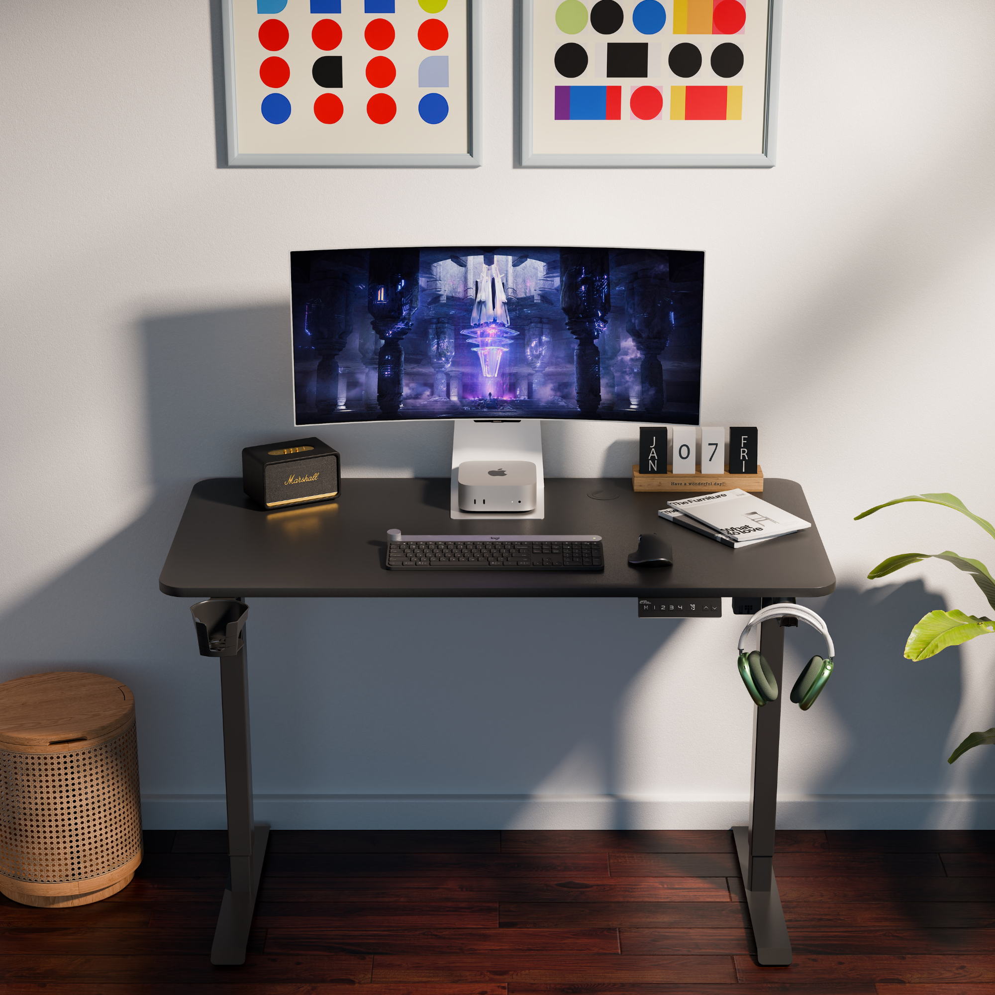 Ergo Throne V One - Electric Standing Desk (Matt Black), 5-Year Warranty (100–140 cm)