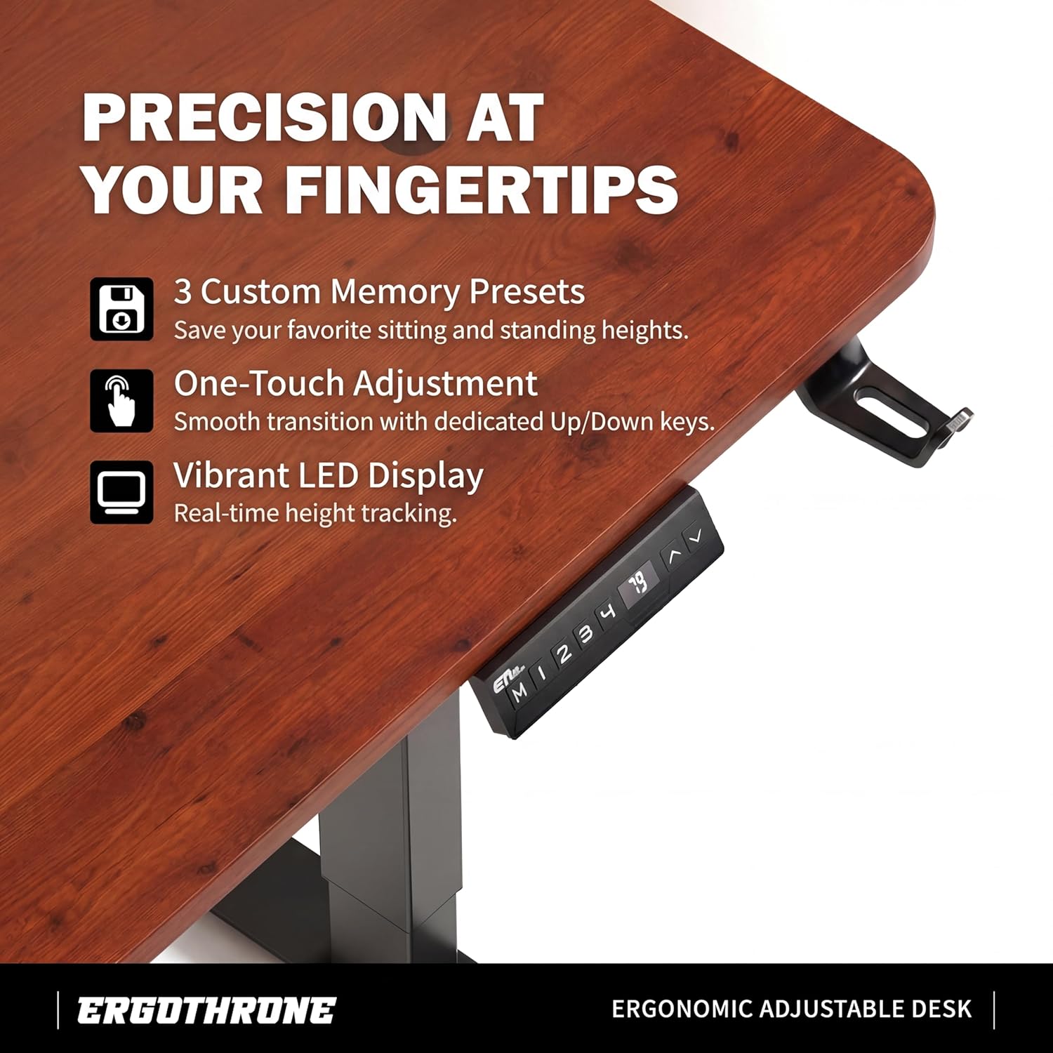 Ergo Throne V One - Electric Standing Desk (Greande Pine), 5-Year Warranty (100–140 cm)