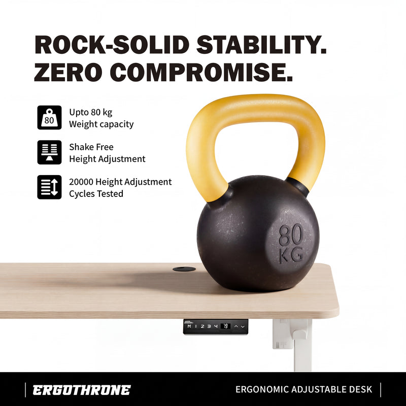 Table top weight capacity of  ErgoThrone electric desk India stability test
